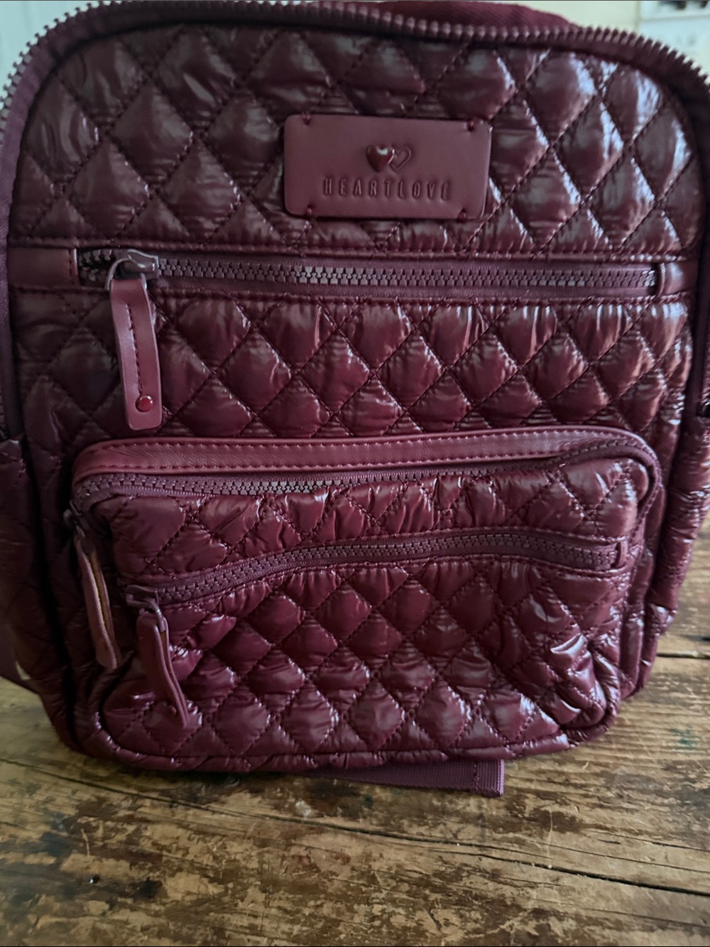 Heartlove Quilted Burgundy Backpack